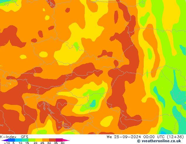 K-Index GFS śro. 25.09.2024 00 UTC