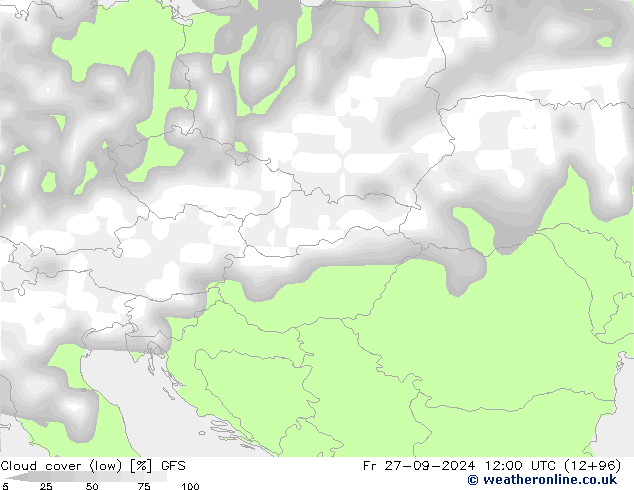 Bewolking (Laag) GFS vr 27.09.2024 12 UTC