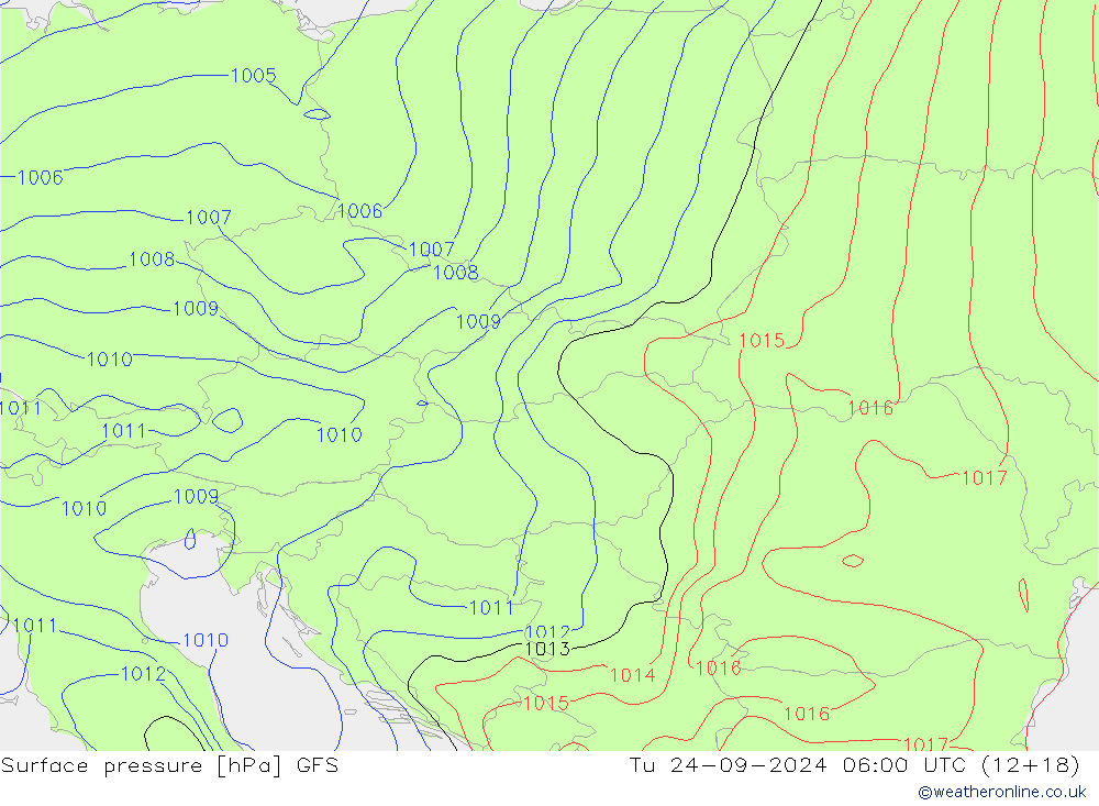 Presión superficial GFS mar 24.09.2024 06 UTC