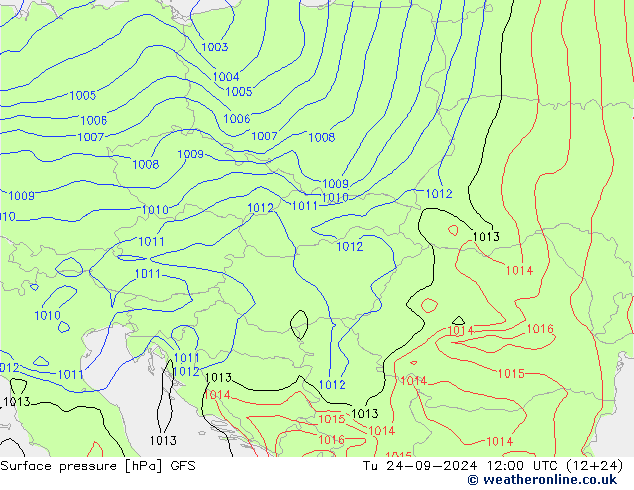 Yer basıncı GFS Sa 24.09.2024 12 UTC