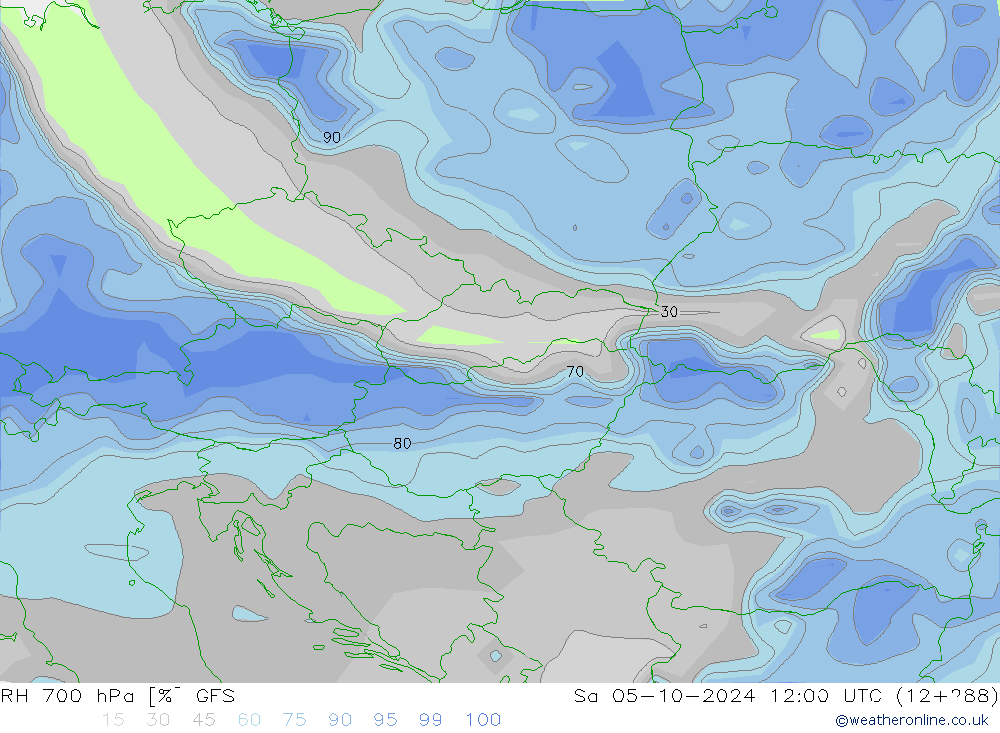 RH 700 hPa GFS  05.10.2024 12 UTC