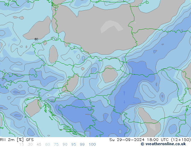 RH 2m GFS Dom 29.09.2024 18 UTC