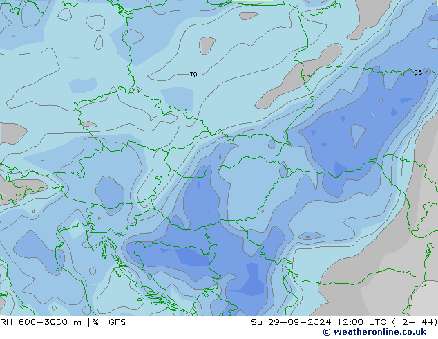 RH 600-3000 m GFS dom 29.09.2024 12 UTC