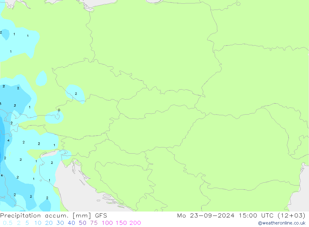 Precipitación acum. GFS lun 23.09.2024 15 UTC