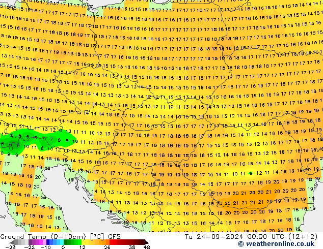 temp. mín./solo (0-10cm) GFS Ter 24.09.2024 00 UTC