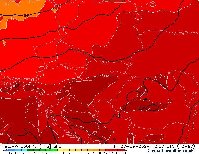 Theta-W 850hPa GFS vr 27.09.2024 12 UTC