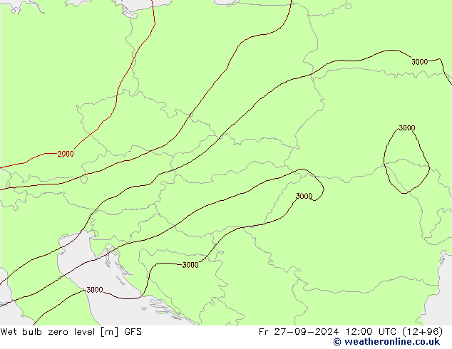 Wet bulb zero level GFS Pá 27.09.2024 12 UTC