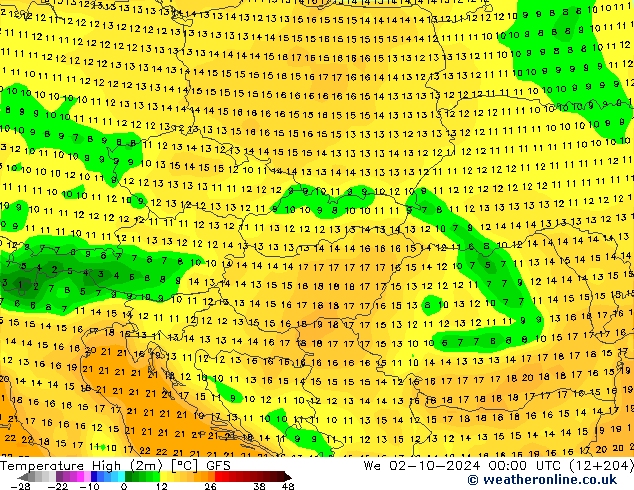 Max.  (2m) GFS  02.10.2024 00 UTC