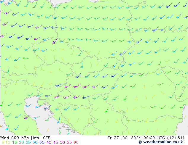 Wind 900 hPa GFS Fr 27.09.2024 00 UTC