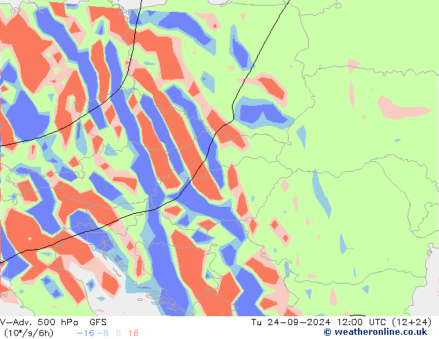 V-Adv. 500 гПа GFS вт 24.09.2024 12 UTC