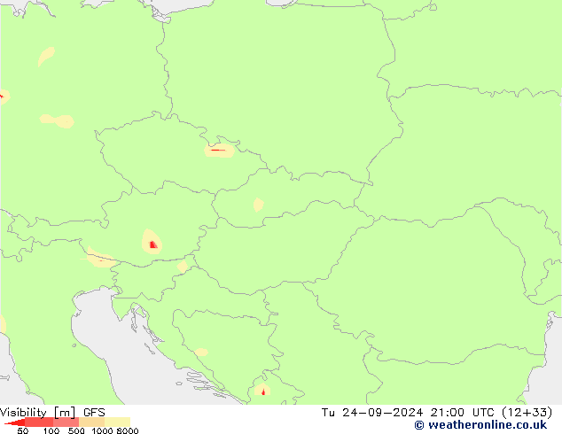 Visibility GFS Tu 24.09.2024 21 UTC