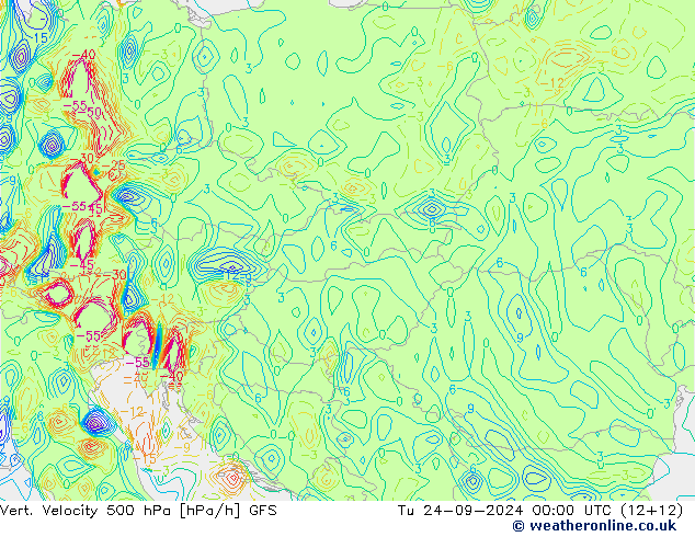 Vert. Velocity 500 hPa GFS Září 2024