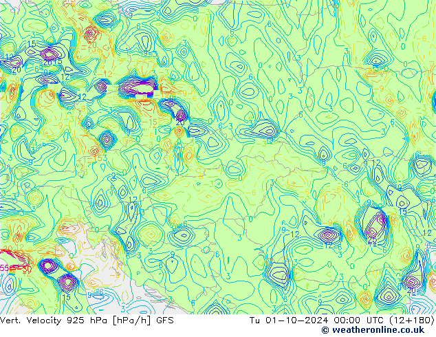 Vert. Velocity 925 hPa GFS mar 01.10.2024 00 UTC