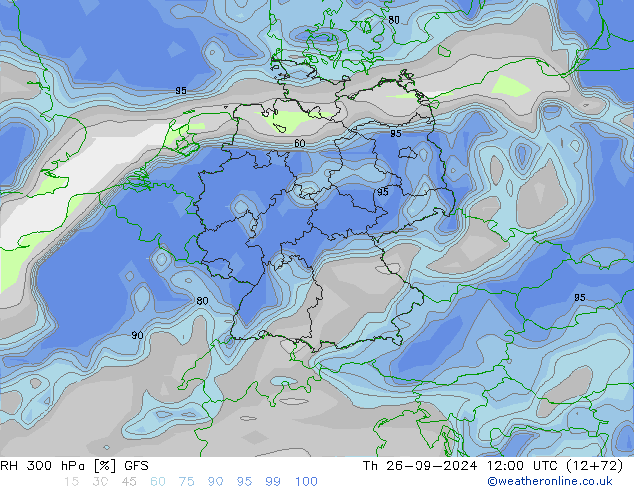 RH 300 hPa GFS  26.09.2024 12 UTC