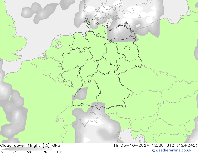 Wolken (hohe) GFS Do 03.10.2024 12 UTC