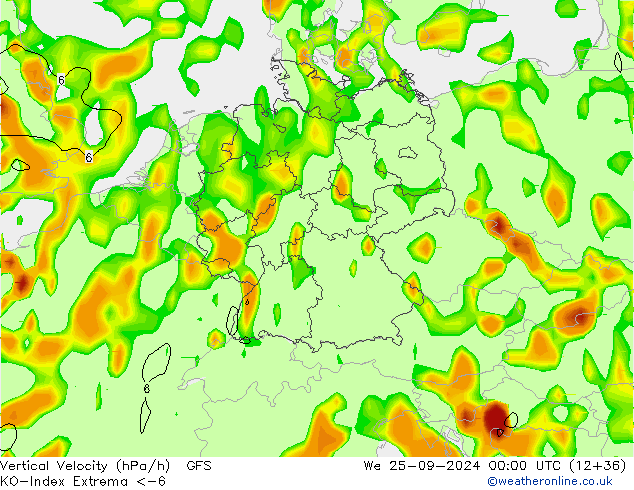 Convection-Index GFS śro. 25.09.2024 00 UTC