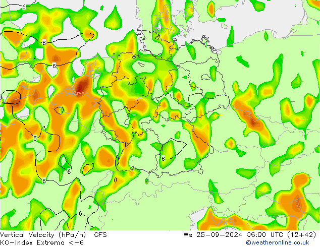 Konveksiyon - İndeks GFS Çar 25.09.2024 06 UTC