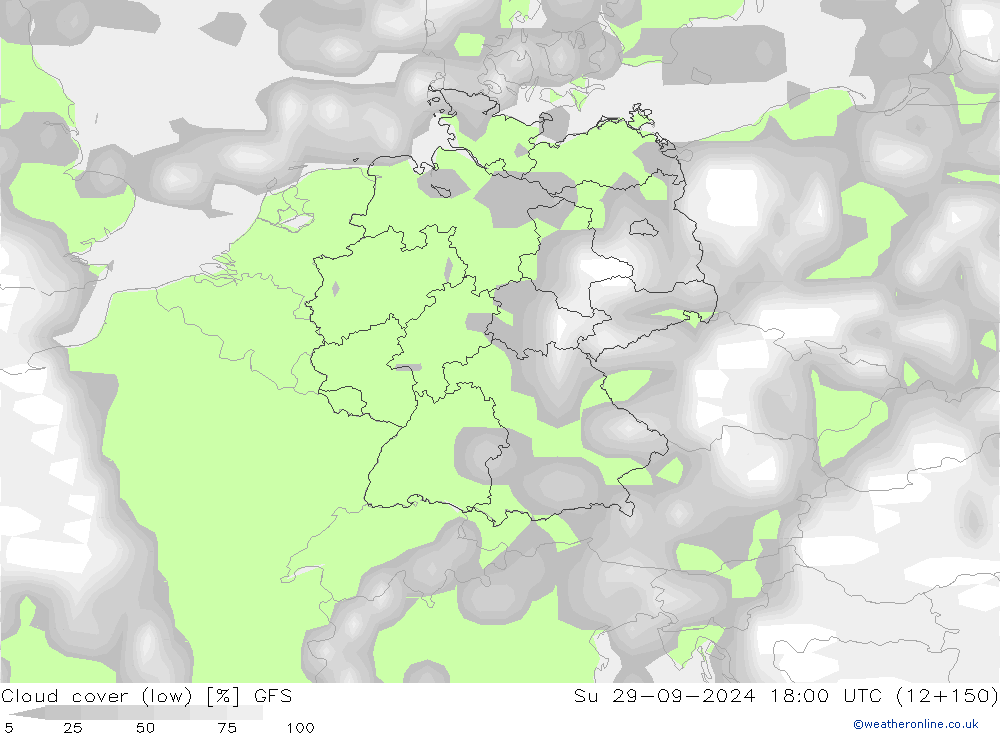 Nuages (bas) GFS dim 29.09.2024 18 UTC