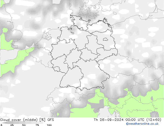 Cloud cover (middle) GFS Th 26.09.2024 00 UTC