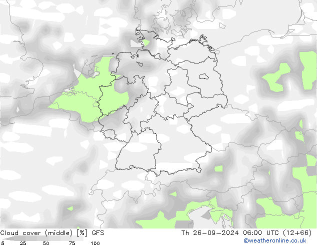 Cloud cover (middle) GFS Th 26.09.2024 06 UTC