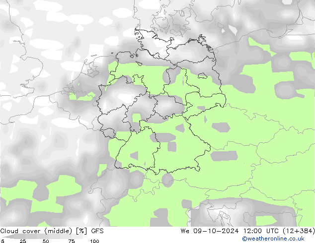 Nubes medias GFS mié 09.10.2024 12 UTC