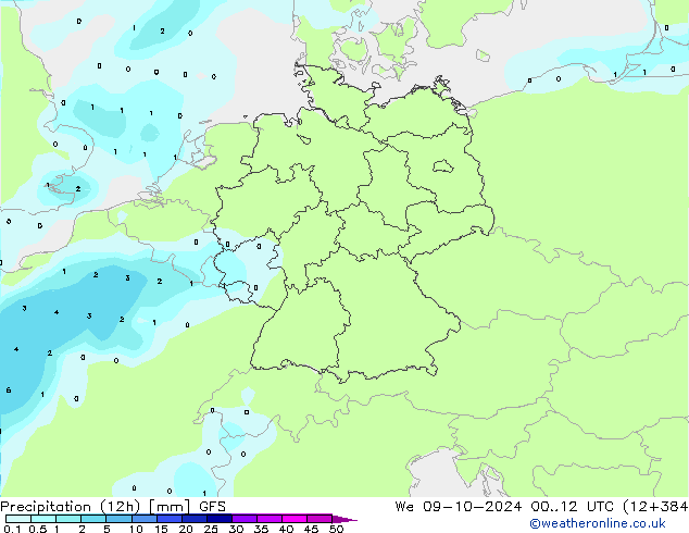 Precipitation (12h) GFS October 2024