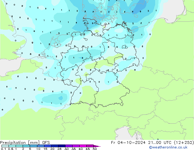 Precipitazione GFS ven 04.10.2024 00 UTC