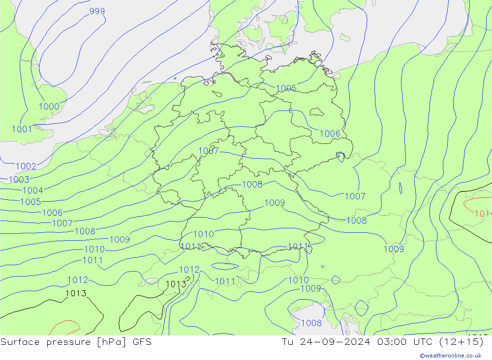 Luchtdruk (Grond) GFS di 24.09.2024 03 UTC