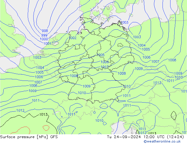 Surface pressure GFS Tu 24.09.2024 12 UTC