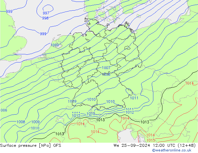 pressão do solo GFS Qua 25.09.2024 12 UTC