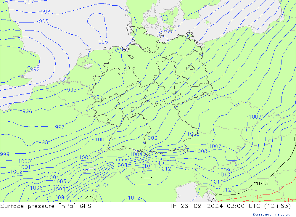 ciśnienie GFS czw. 26.09.2024 03 UTC