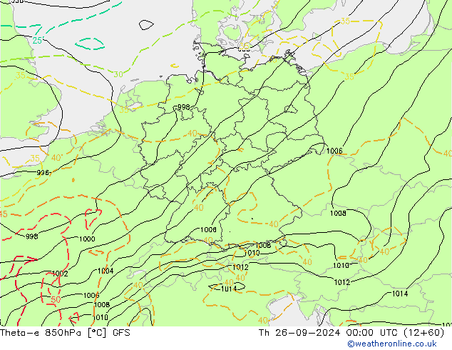 Theta-e 850hPa GFS Qui 26.09.2024 00 UTC