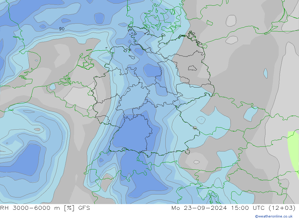 RH 3000-6000 m GFS Mo 23.09.2024 15 UTC