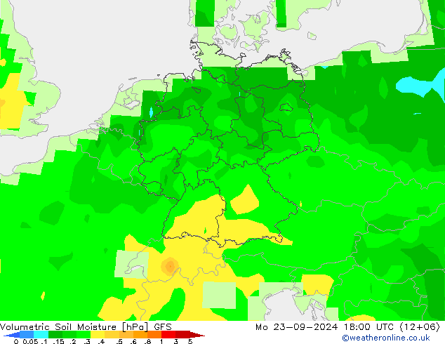 Volumetrisch bodemvocht GFS ma 23.09.2024 18 UTC