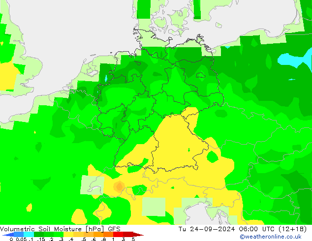 Volumetric Soil Moisture GFS Tu 24.09.2024 06 UTC