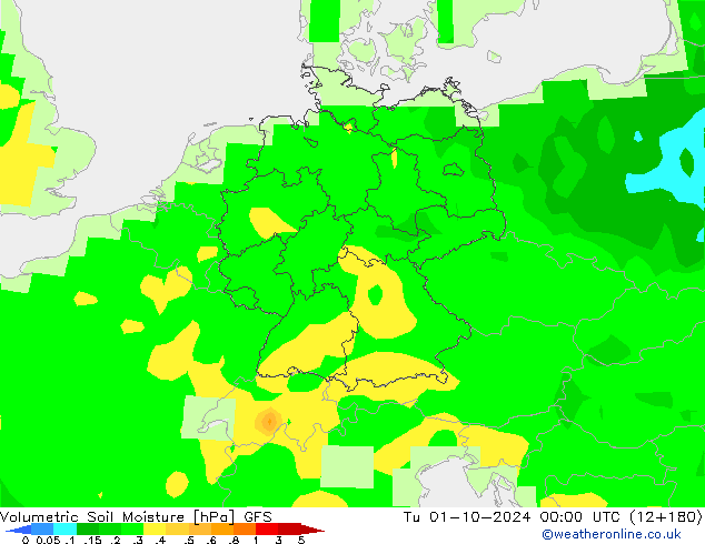 Volumetric Soil Moisture GFS mar 01.10.2024 00 UTC