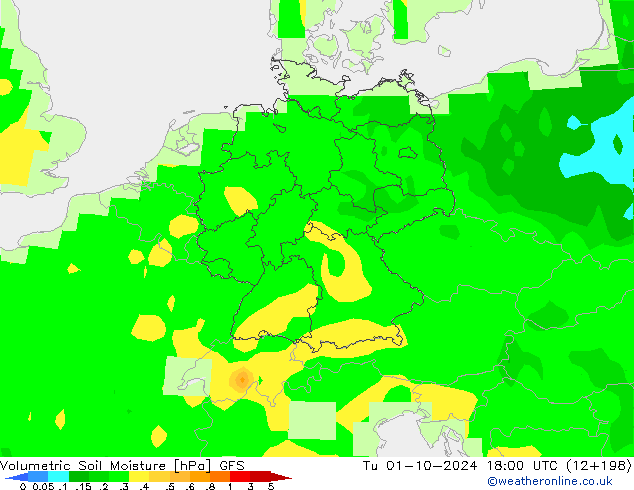 Volumetric Soil Moisture GFS wto. 01.10.2024 18 UTC