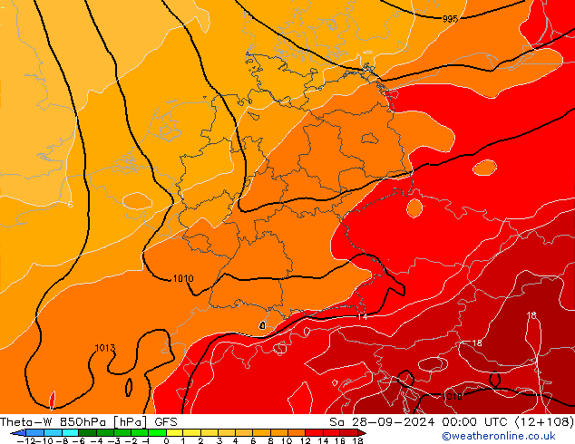 Theta-W 850hPa GFS Sa 28.09.2024 00 UTC