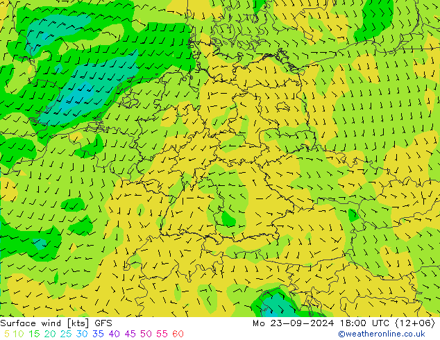 Surface wind GFS Mo 23.09.2024 18 UTC