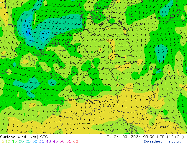 Vento 10 m GFS mar 24.09.2024 09 UTC