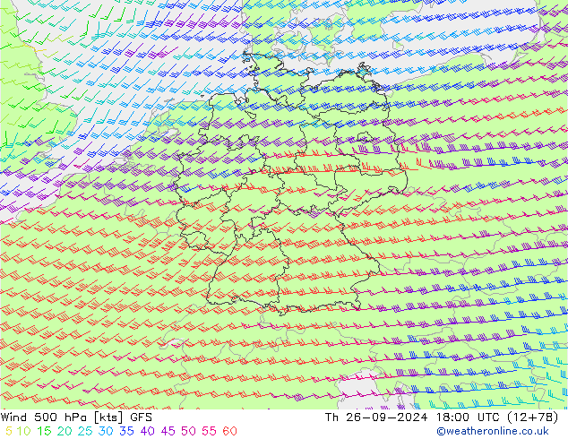 Wind 500 hPa GFS Th 26.09.2024 18 UTC