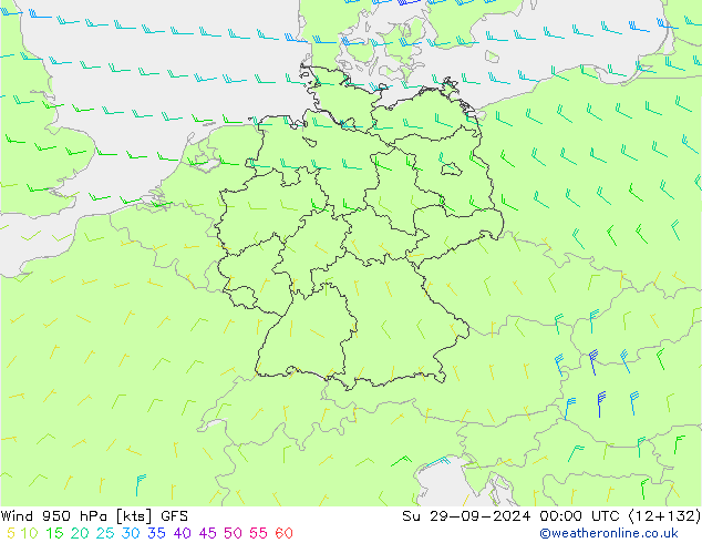 Wind 950 hPa GFS So 29.09.2024 00 UTC