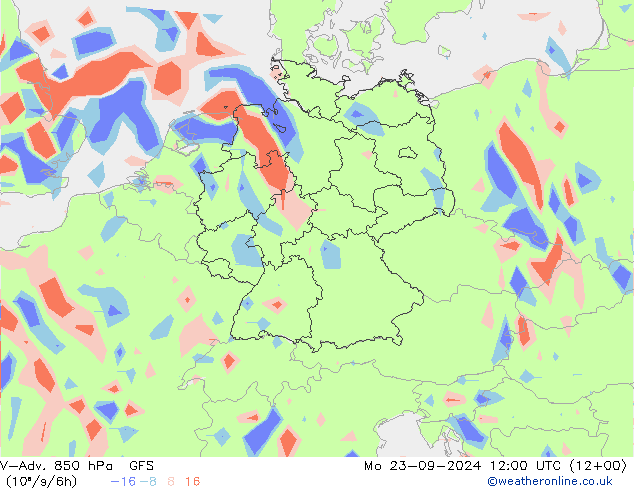 V-Adv. 850 hPa GFS ma 23.09.2024 12 UTC