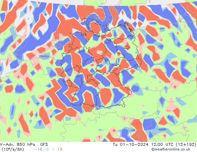 V-Adv. 850 hPa GFS  01.10.2024 12 UTC