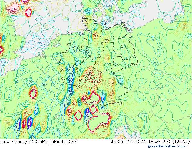 500 hPa Dikey Hız GFS Pzt 23.09.2024 18 UTC