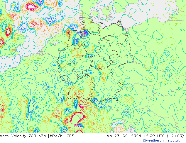 Vert. Velocity 700 hPa GFS  23.09.2024 12 UTC