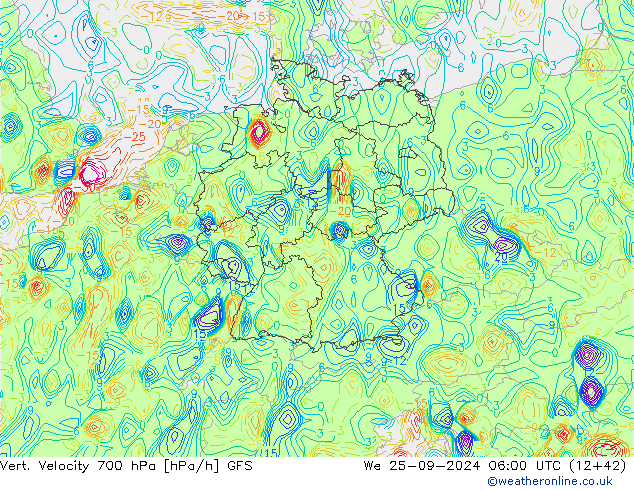 700 hPa Dikey Hız GFS Çar 25.09.2024 06 UTC