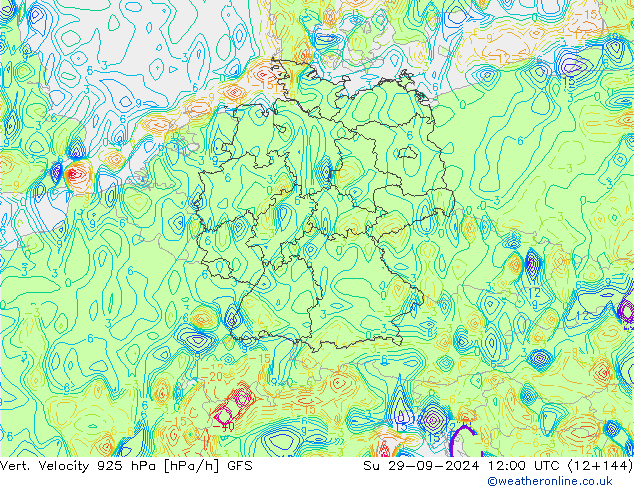 Vert. Velocity 925 hPa GFS Su 29.09.2024 12 UTC