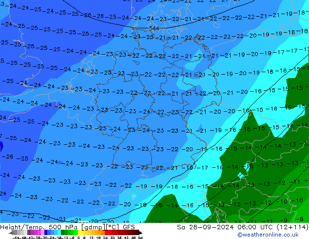 Z500/Rain (+SLP)/Z850 GFS Sa 28.09.2024 06 UTC