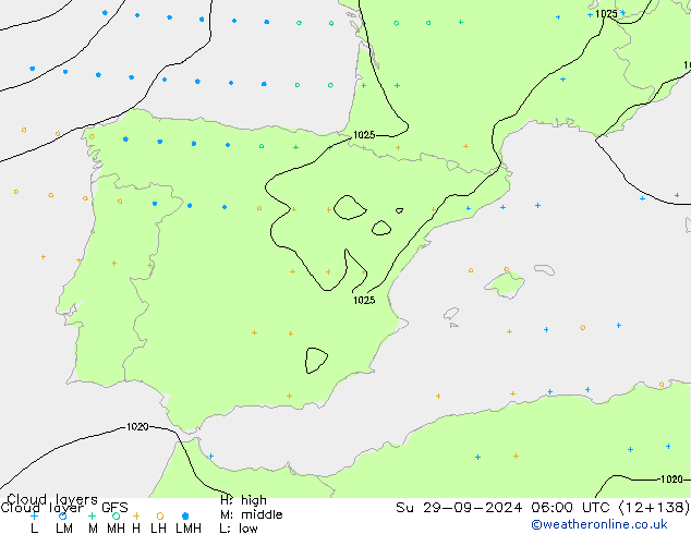 Cloud layer GFS Su 29.09.2024 06 UTC